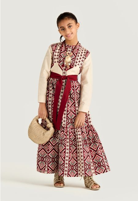 Printed Tiered Midi Dress