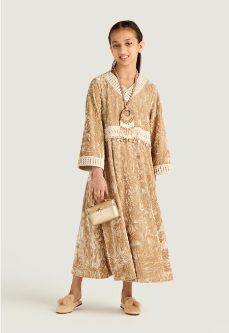 Velvet Lace Trim Dress