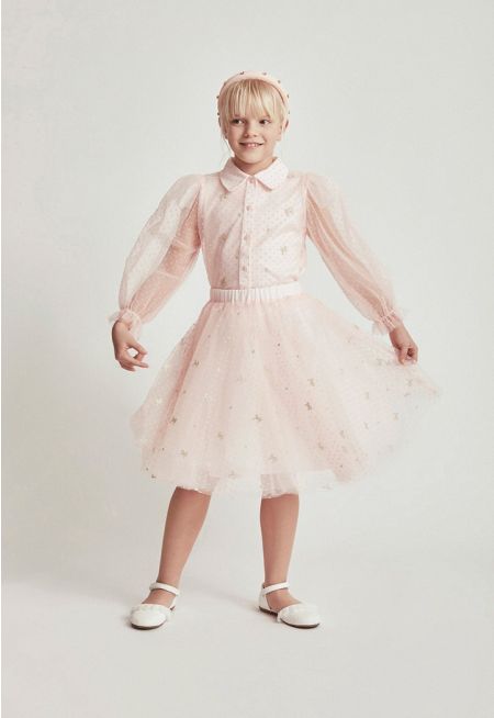 Lurex Bows Embellished Organza Set (3PCS)