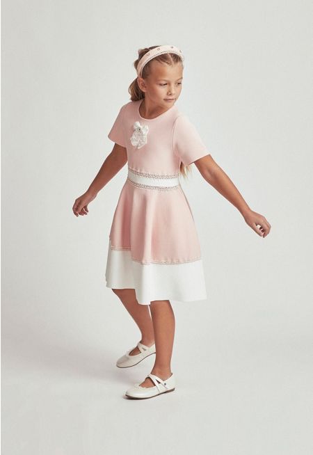 Lurex Details Contrast Dress