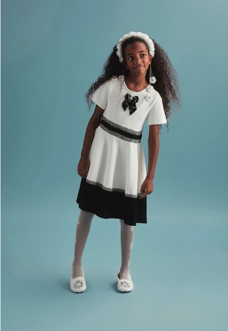 Lurex Details Contrast Dress