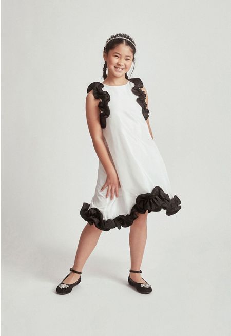 Ruffled Details Contrast Dress