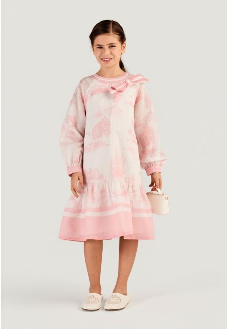 Printed Bow Details Dress