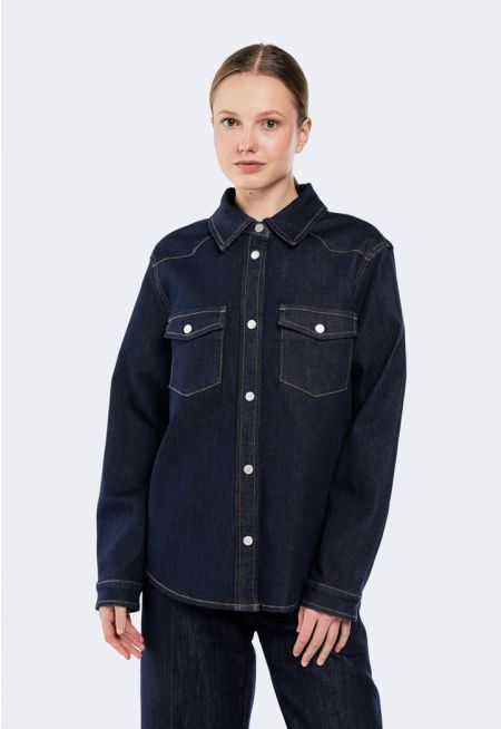 High-Low Denim Shirt