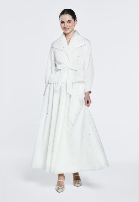 Crystal Embellished Flared Skirt