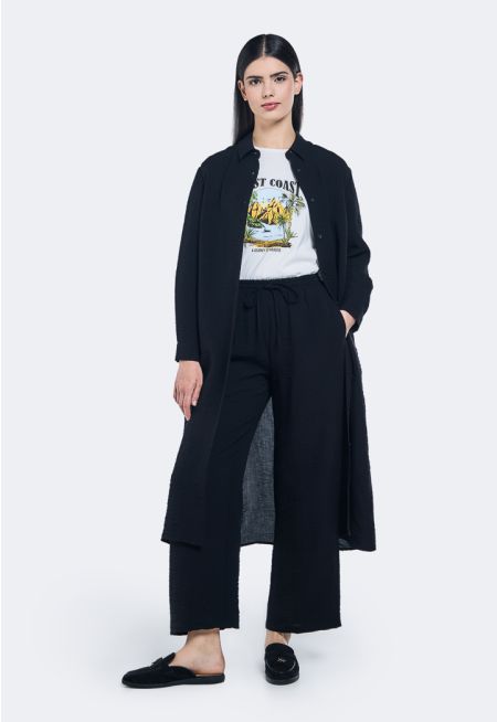 Crinkled Relaxed Fit Shirt Dress