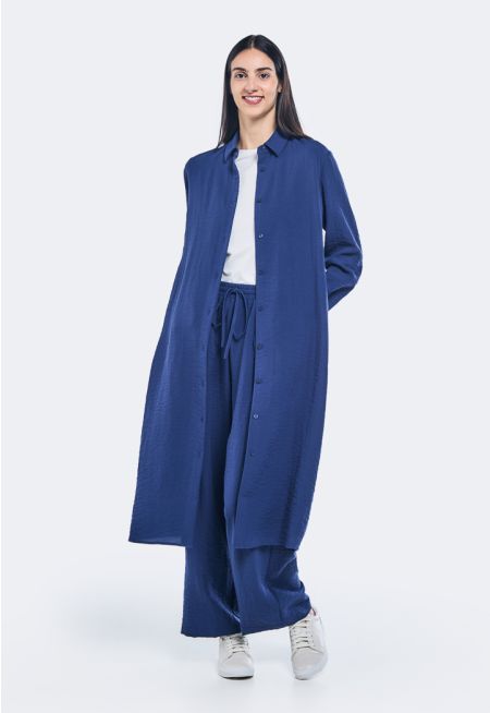 Crinkled Relaxed Fit Shirt Dress