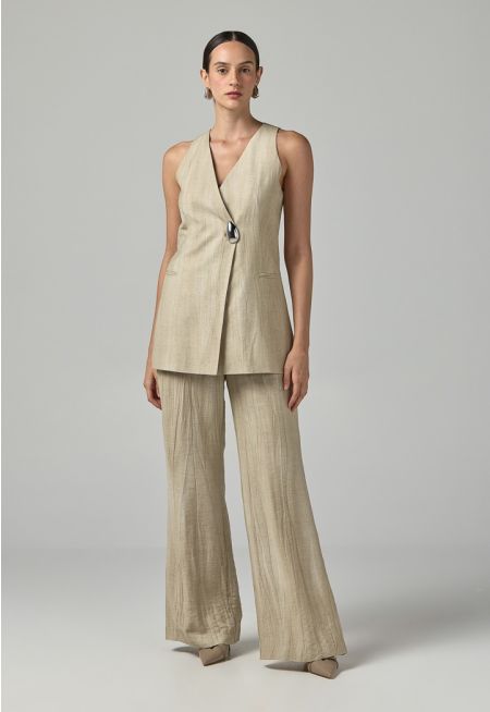 Solid Crinkled Trousers 