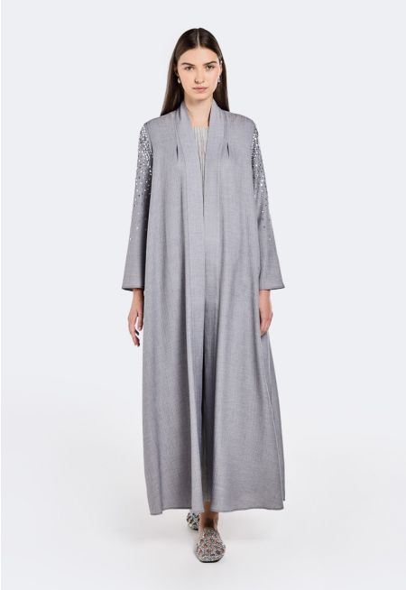 Textured Sequin Embellished Abaya