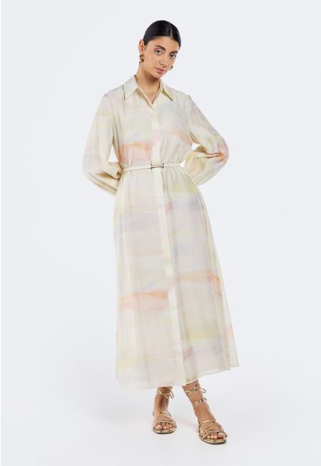 Printed Belted Dress