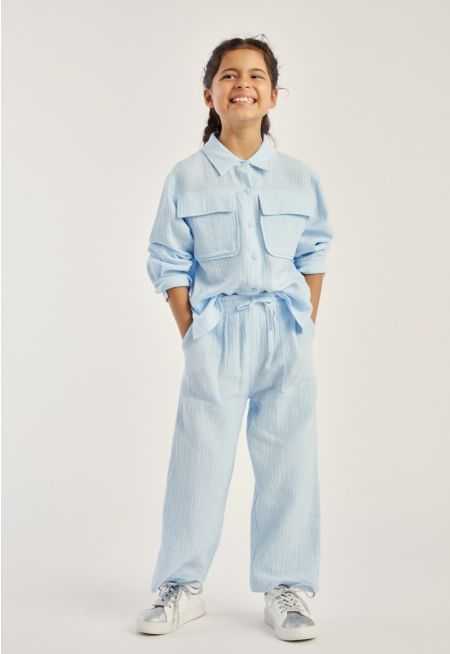 Solid Shirt and Pants Set (2PCS)