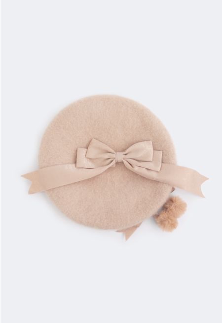 Faux Fur Embellished Beret