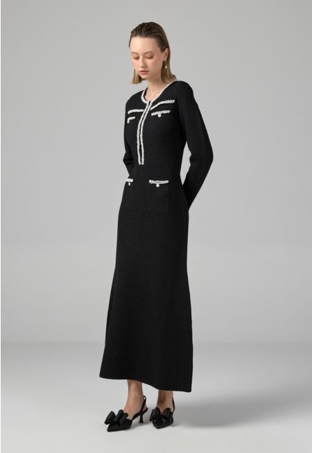 Pearl Embellished Knitted Dress