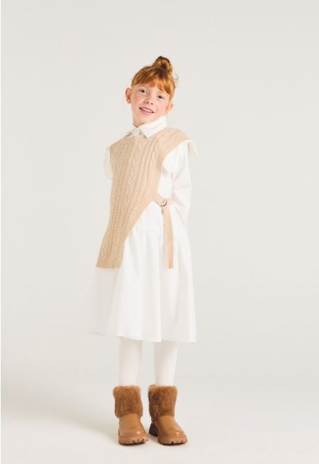 Pleated Details Shirt Dress