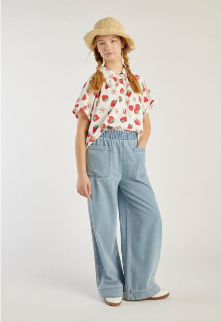 Elastic Waist Denim Pants