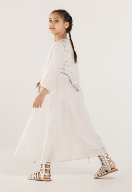 Lurex Embroidered Dress And Gilet Set (2 PCS)