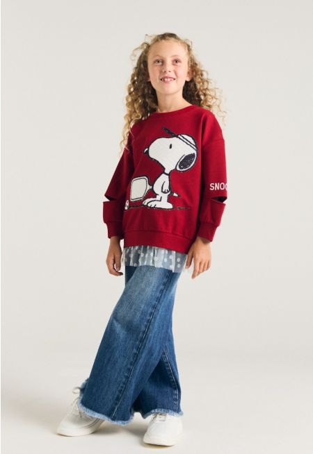 Wide Leg Frayed Jeans