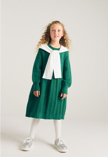 Cable pattern Knitted Dress Combo (2PCS)