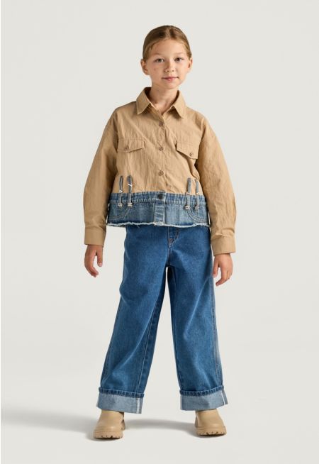 Folded Hems Denim Jeans