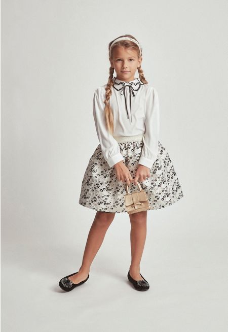 Blouse and Lurex Detailed Skirt Set (2PCS)