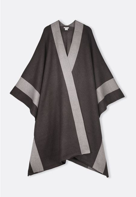 Asymmetrical Hems Contrast Poncho