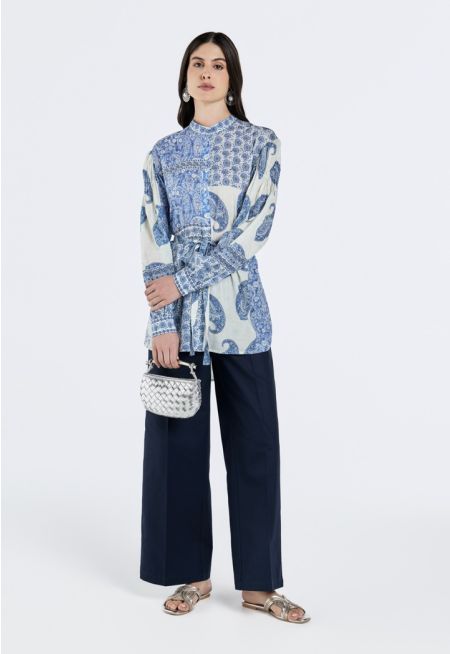 Solid High Waist Trousers