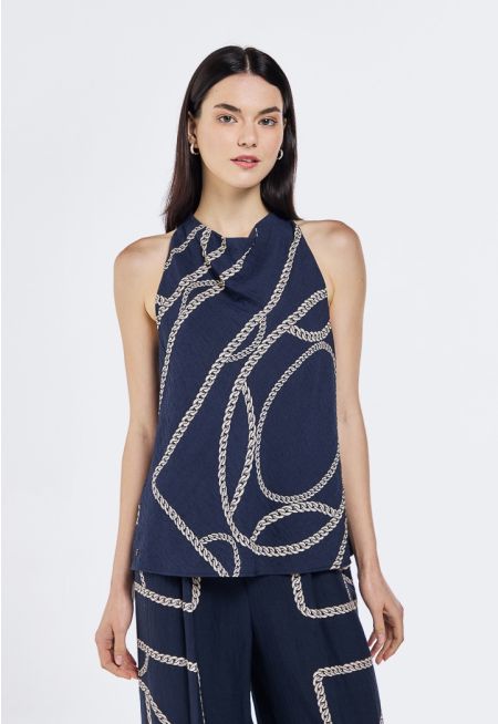 Sleeveless Chain Print Top