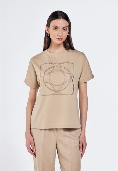 Chain-Embroidered T- Shirt