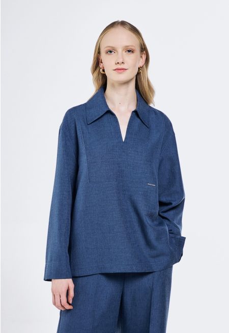 Solid Collared Blouse