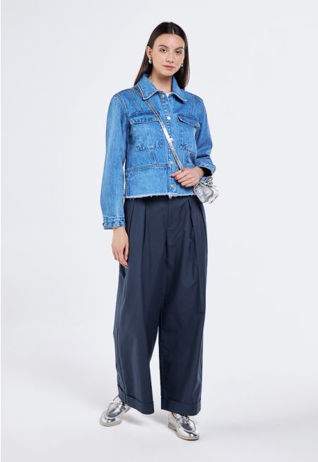 Wide Leg Belted Trousers