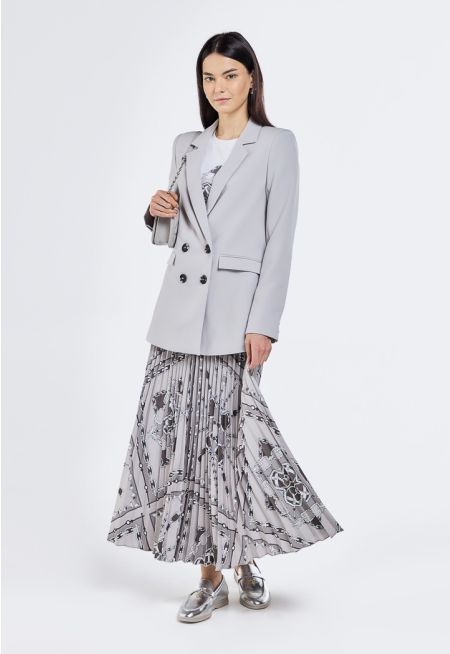 Chain Print Pleated Skirt