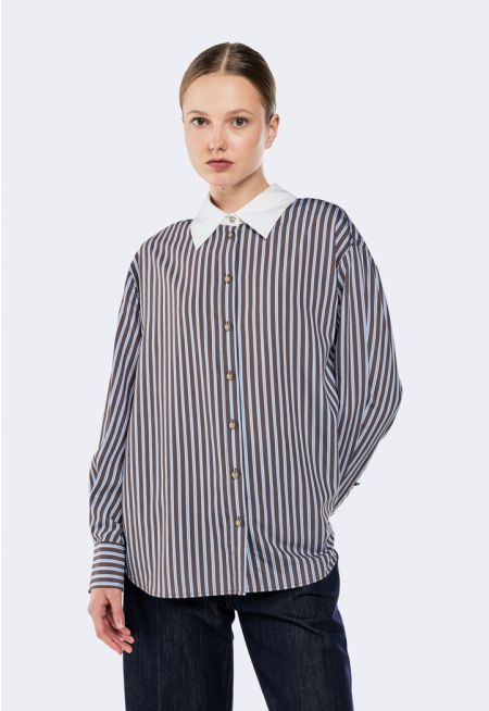 Striped Shirt With White Collar