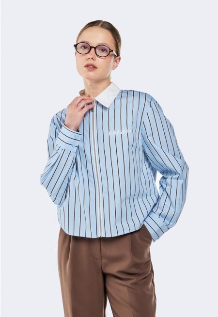 Striped Zip-Up Shirt