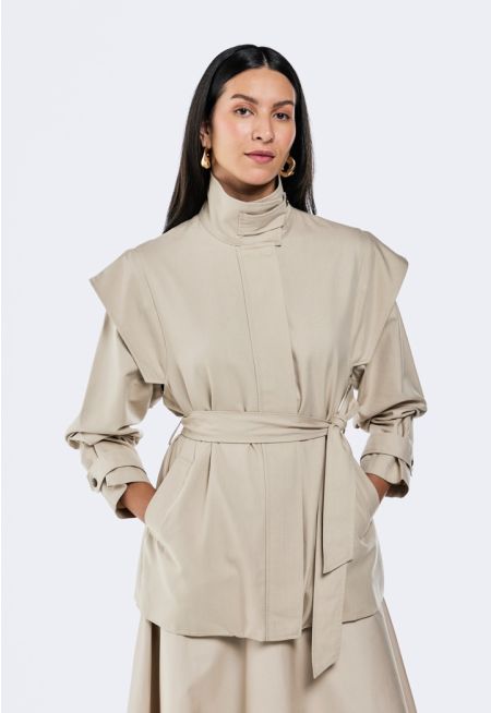 Trench Coat With Detachable Sleeve