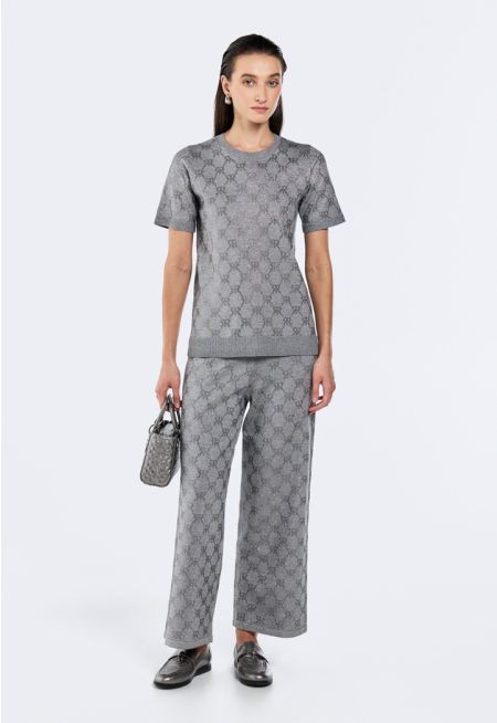 Monogram Crystal Embellished Trousers