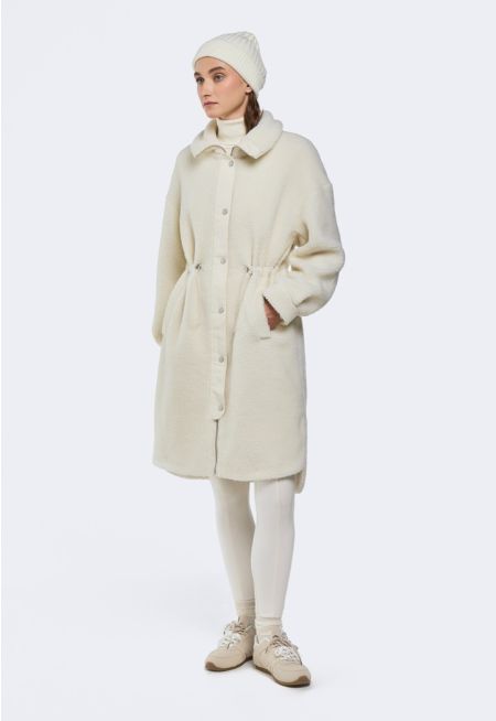 Drawstring Waist Sherpa Jacket 