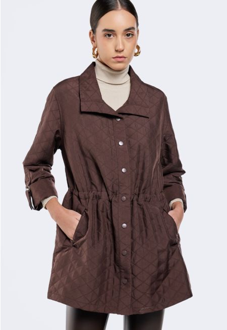 Drawstring Waist Quilted Jacket