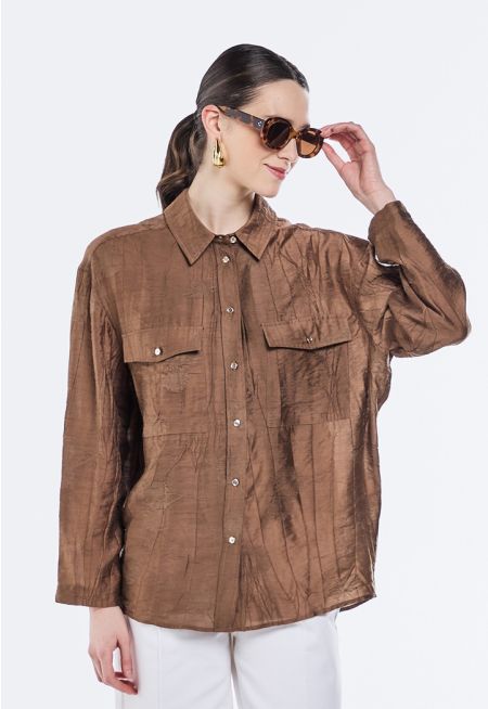 Crinkled Embroidered Shirt (2PCS)