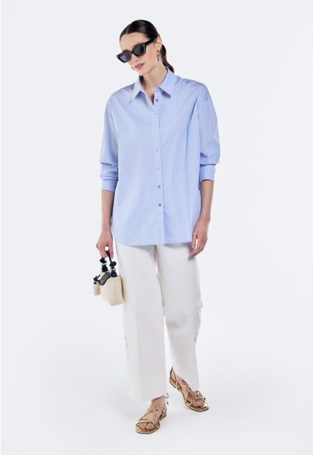 Floral Embroidered Denim Trousers