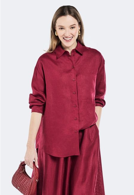 Drop Shoulder Linen Shirt