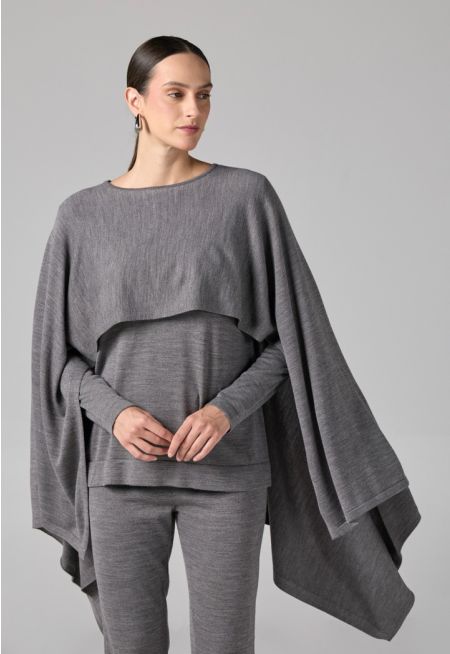 Solid Overlay Knitted Blouse