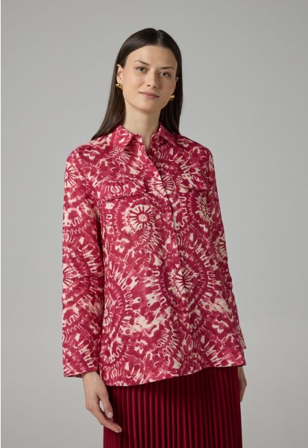 Front Flap Pockets Printed Shirt