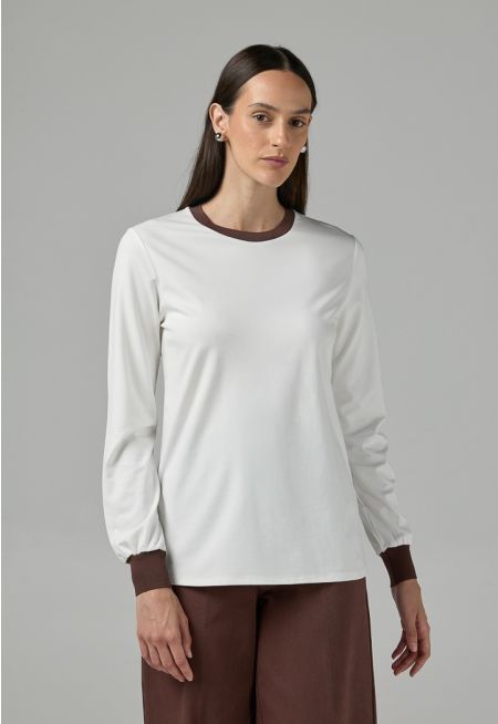 Contrast Long Sleeve Blouse