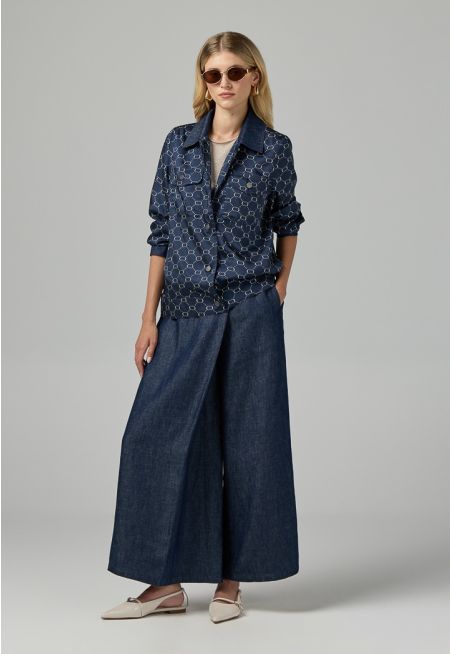 Solid Wide Leg Culottes Trousers