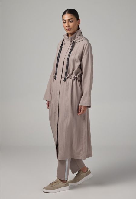 Solid Long Sleeve Midi Coat