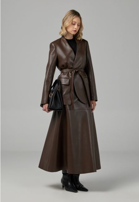 A-line PU Leather Skirt