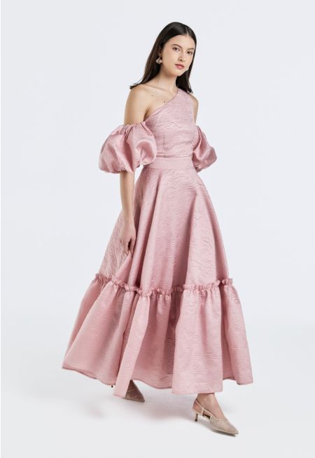 One-Shoulder Jacquard Dress