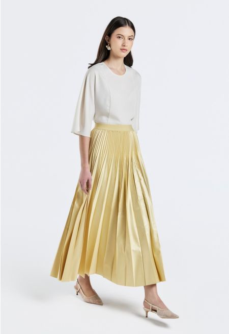 Solid Pleated Skirt