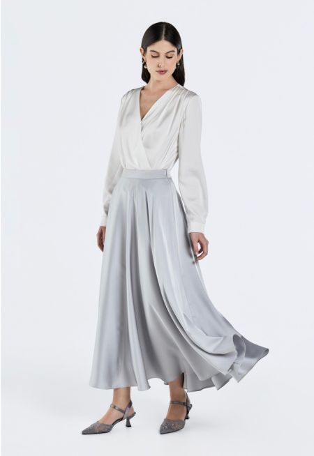 Flared Satin Skirt