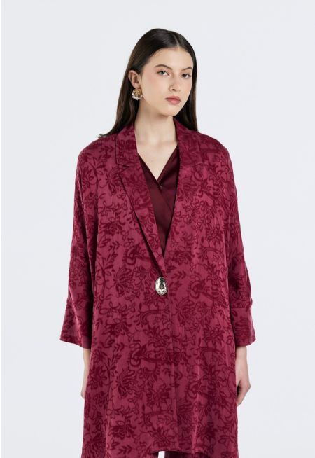 Notched Collar Jacquard Jacket
